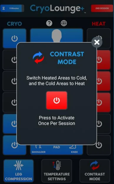 CryoLounge contrast mode screen