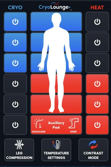 CryoLounge temperature zone controls
