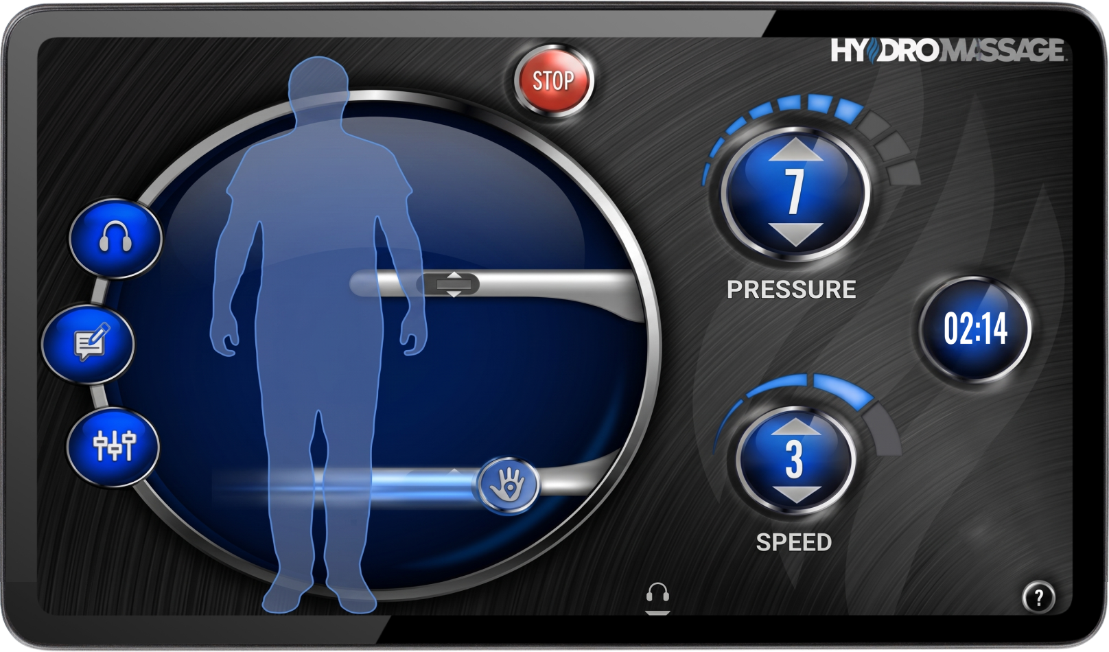 HydroMassage custom session screen
