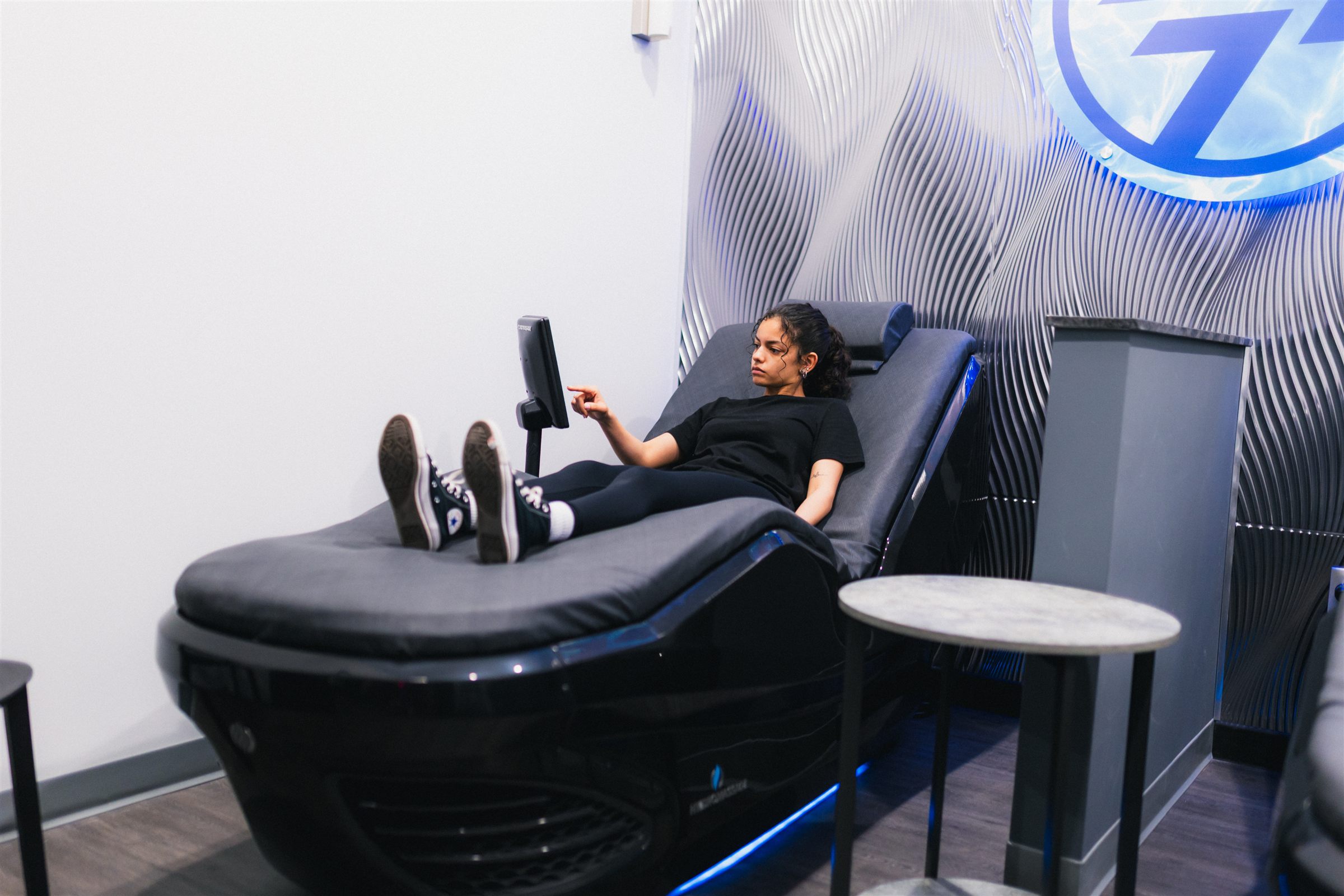 Member using a HydroMassage bed